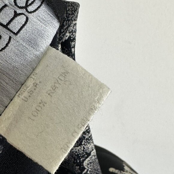 Vintage Phoebe 80s Mock High Neck Dress Midi Black Brown Floral Rayon Cocktail - Picture 8 of 8